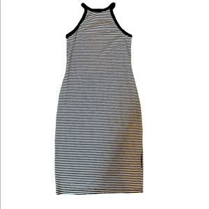 Old Navy high neck black and white stripe midi dress size M NWOT